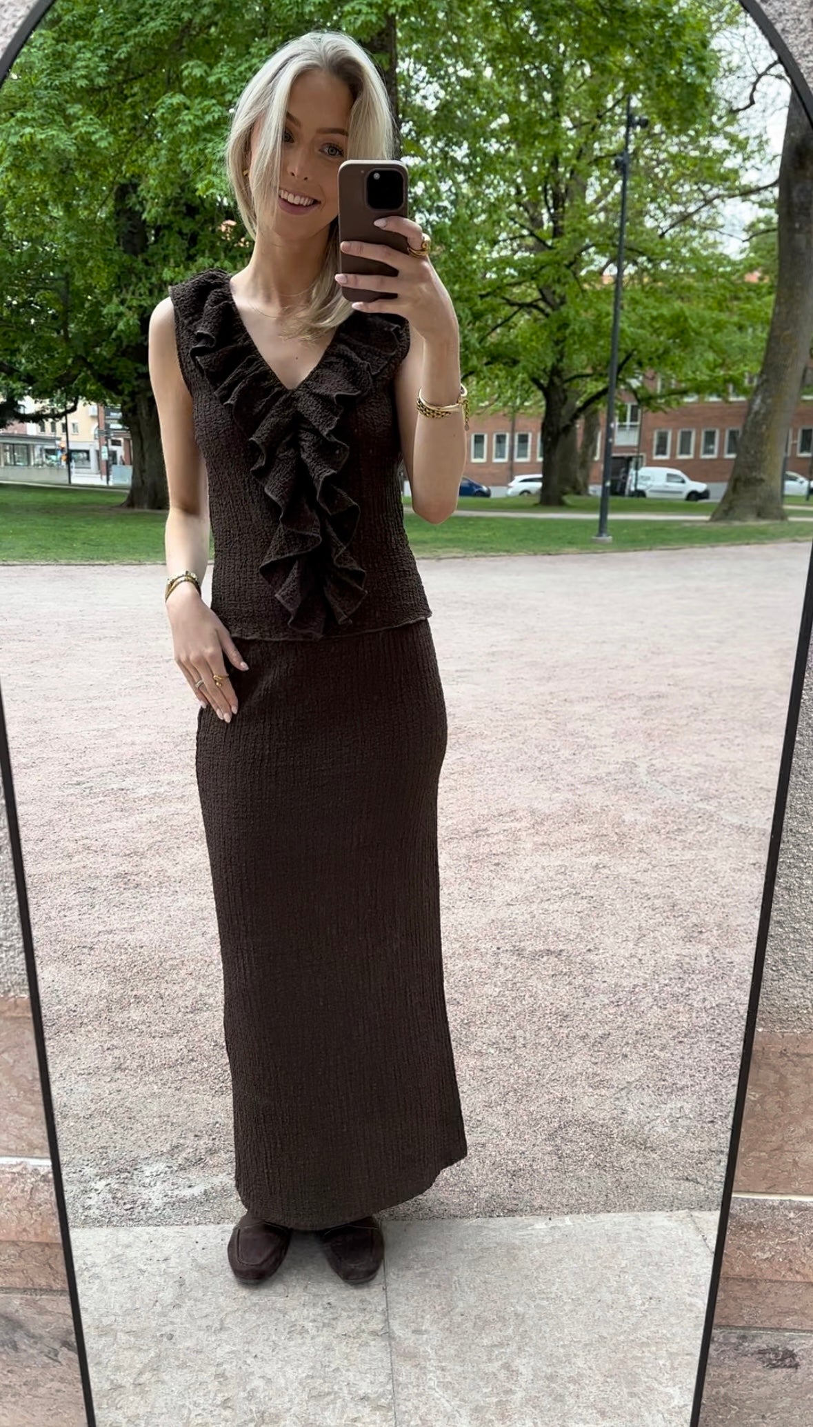 JDY - TURBO LONG TUBE SKIRT - CHOCOLATE BROWN