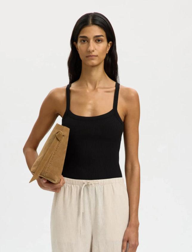 SELECTED FEMME - CELICA ANNA STRAP TANK TOP - BLACK
