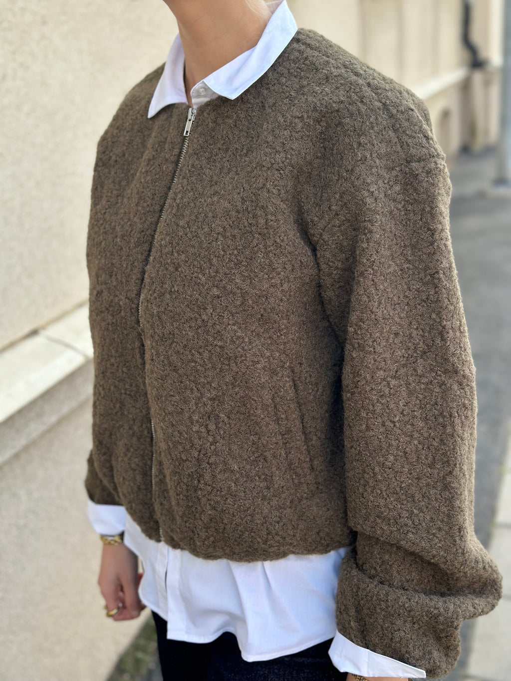 PIECES - ALISON BALLOON BOMBER JACKET - CORCODILE/MELANGE
