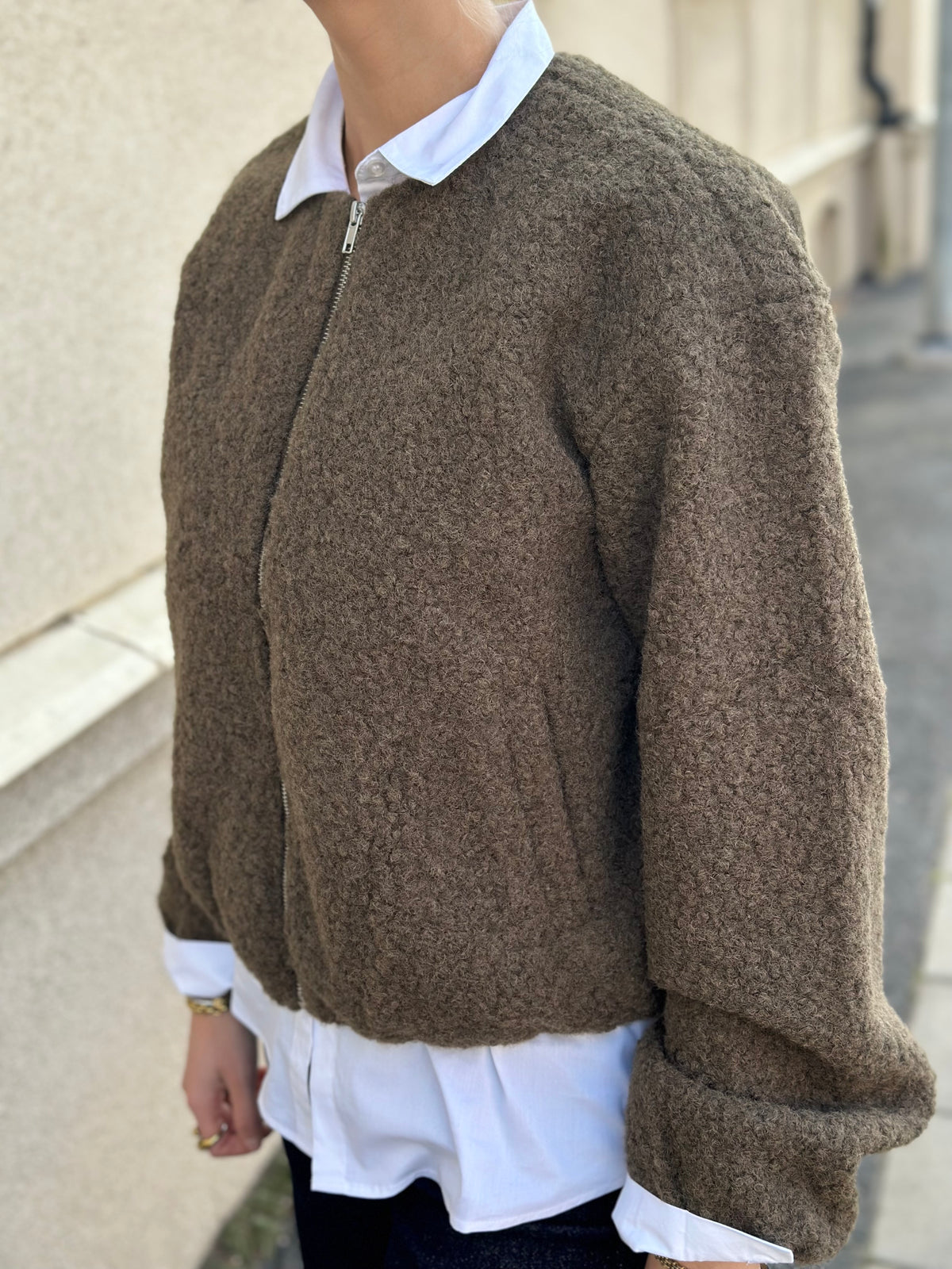 PIECES - ALISON BALLOON BOMBER JACKET - CORCODILE/MELANGE
