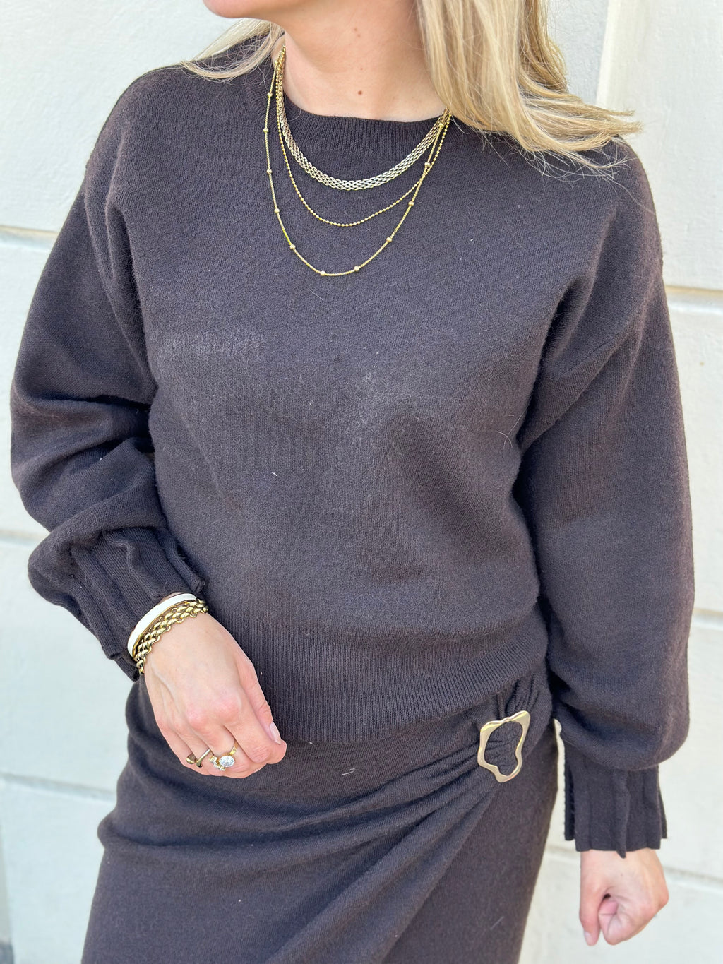 VEROMODA - KACY LS O-NECK PULLOVER - COCOLATE TORTE/MELANGE