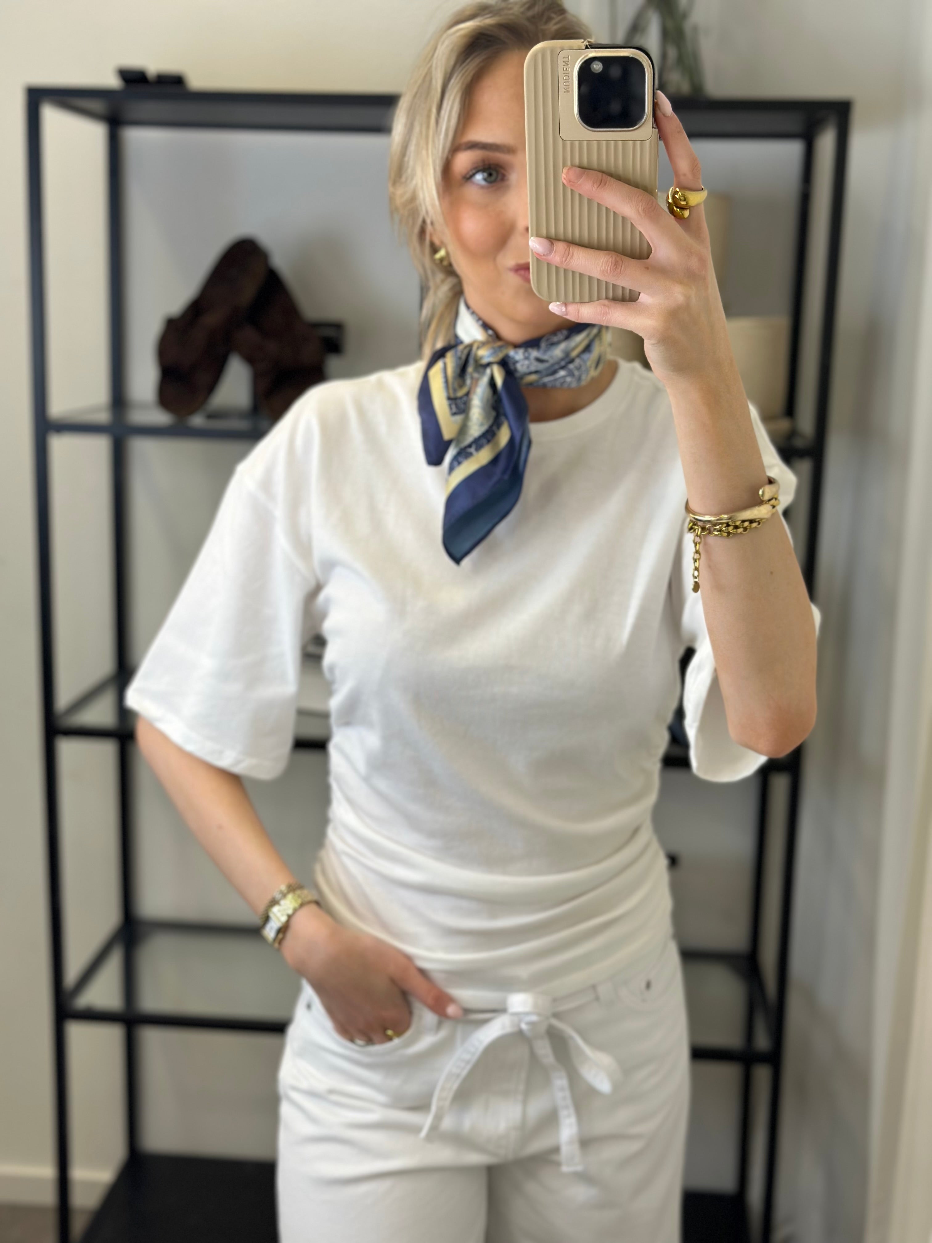 AWARE - NAVARO 2/4 O-NECK TOP - SNOW WHITE