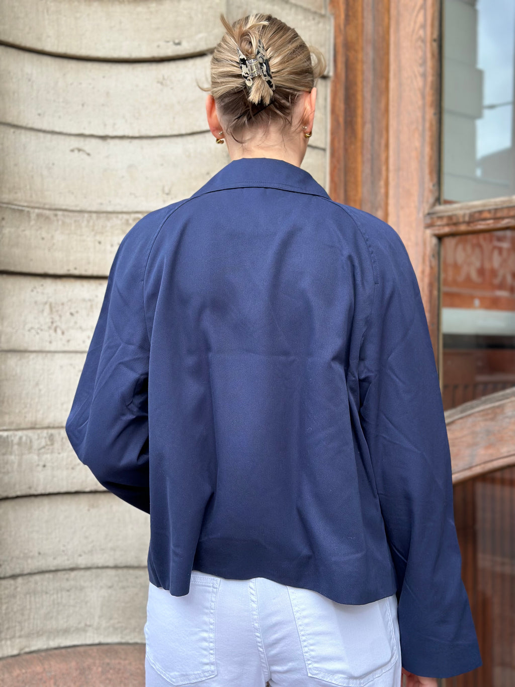 PIECES - SCARLETT LS SHORT TRENCHCOAT - MARITIME BLUE