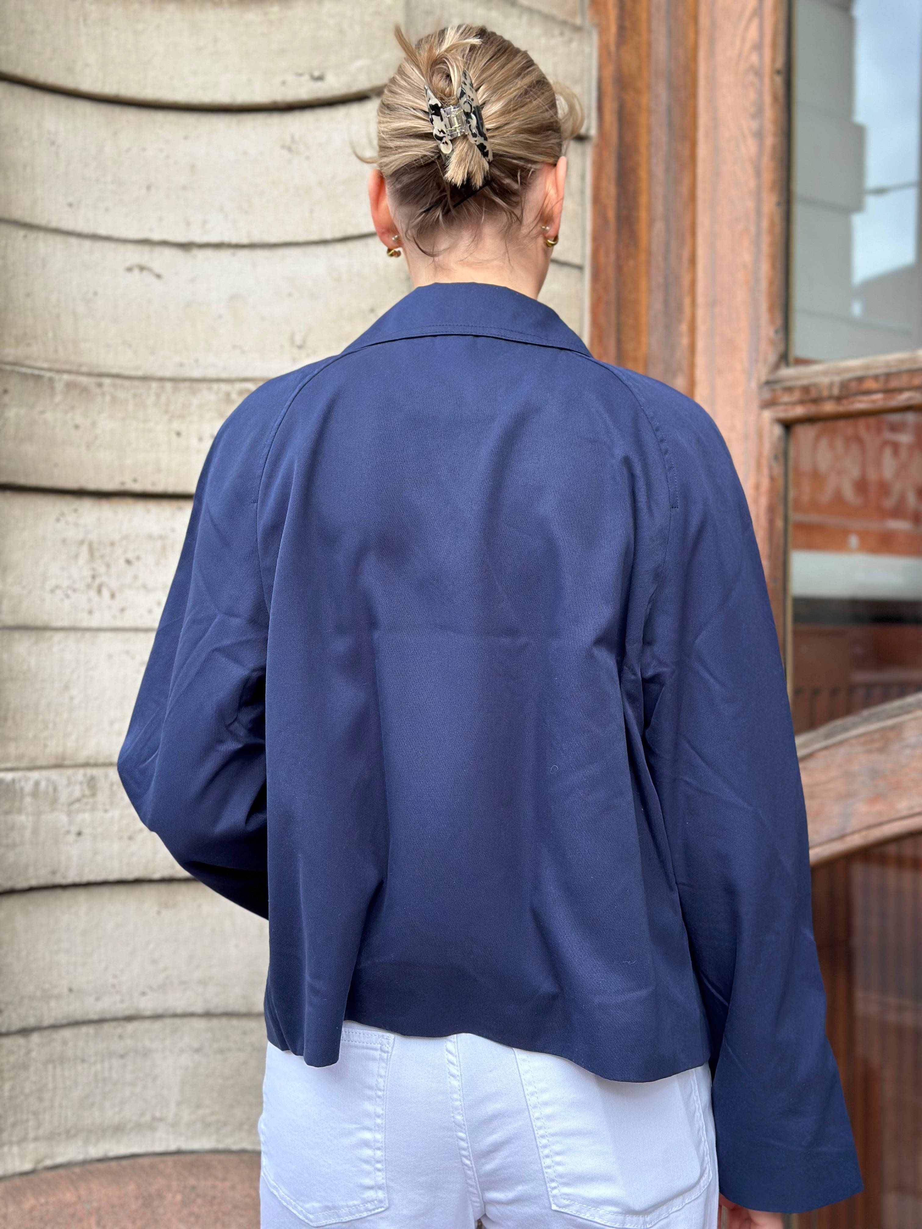PIECES - SCARLETT LS SHORT TRENCHCOAT - MARITIME BLUE
