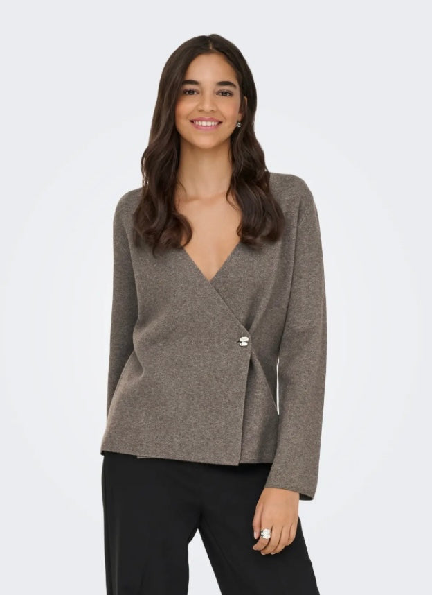 JDY - PRIME LIFE L/S V-NECK CARDIGAN - FALCON