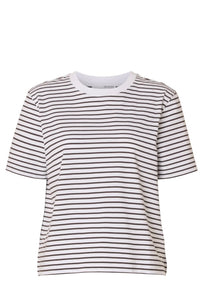 SELECTED FEMME - ESSENTIAL SS STRIPED BOXY TEE - DELICIOSO/BEIGHT WHITE