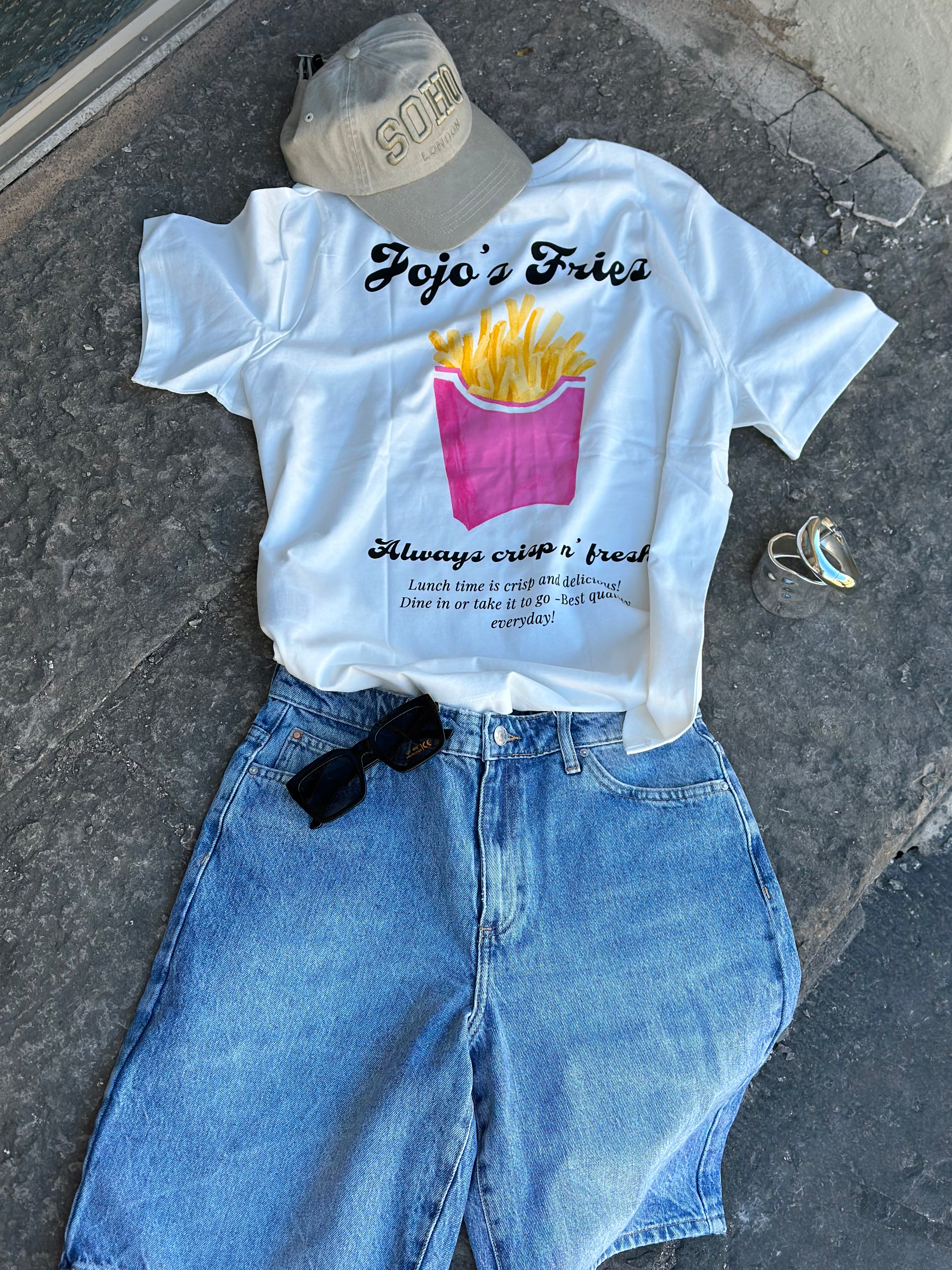 VEROMODA - ZANDRA CATY SS TOP BOX - SNOW WHITE/ JOJOS FRIES