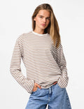 PIECES - SADIE LS TOP - CLOUD DANCES/FOSSIL