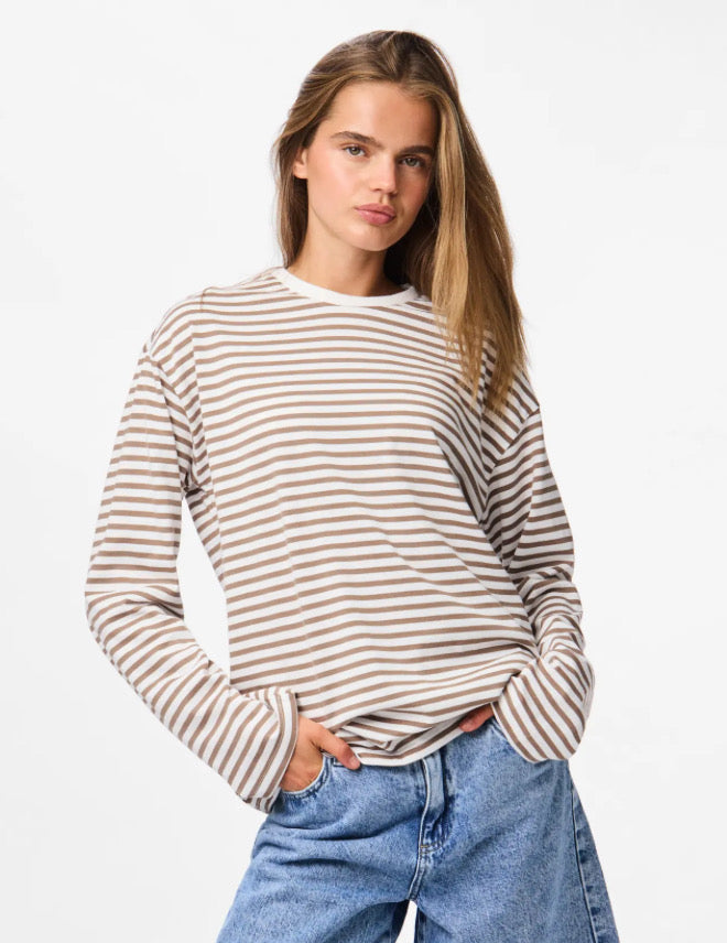 PIECES - SADIE LS TOP - CLOUD DANCES/FOSSIL