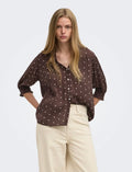 ONLY - RAYA 3/4 SHIRT - DEEP MAHOGANY DOTS