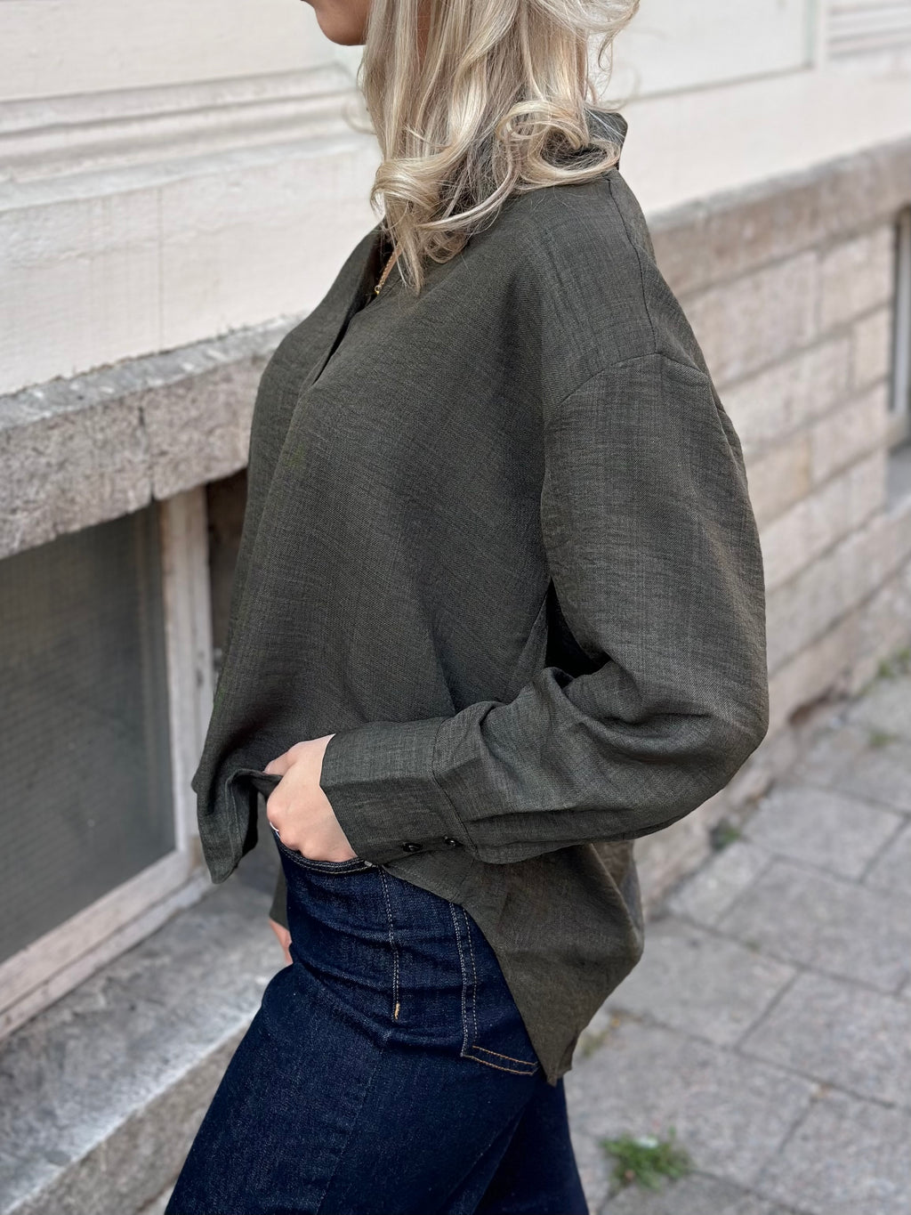 VEROMODA - MELANEY QUEENY LS SHIRT - FOREST NIGHT