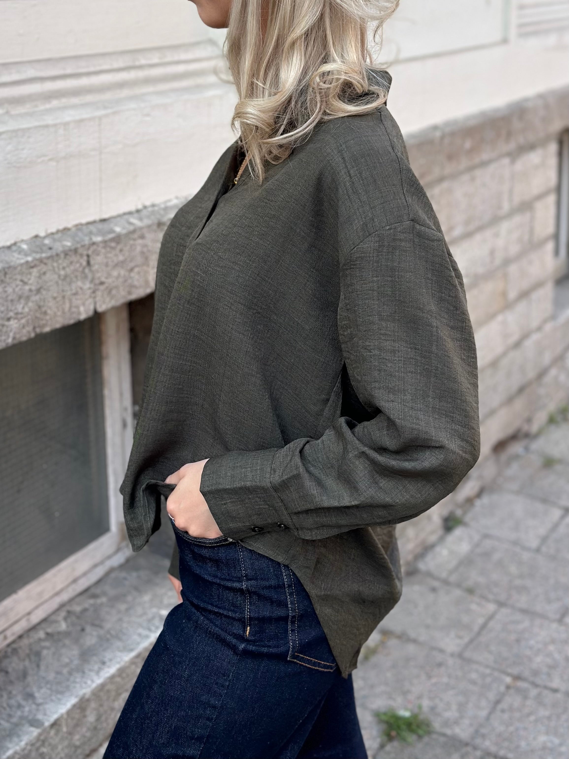 VEROMODA - MELANEY QUEENY LS SHIRT - FOREST NIGHT