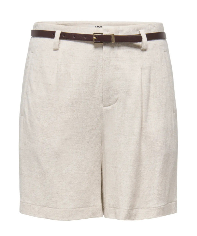 ONLY - SIESTA HW BELT LIN SHORTS - MOONBEAM