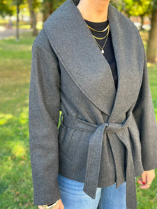ONLY - AUGUSTA LIFE SHORT COAT - DARK GREY MELANGE