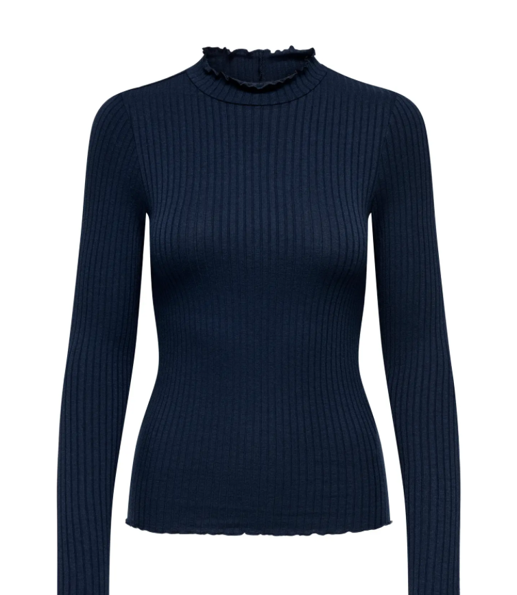 JDY - FRANSISKA L/S HIGHNECK TOP - NAVY BLAZER