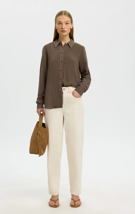 SELECTED FEMME - VIVA LS SUN SHIRT - CHOCOLATE CHIP