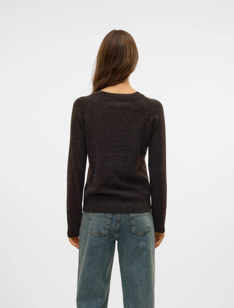 VEROMODA - DOFFY LS O-NECK BLOUSE - CHOCOLATE TORTE