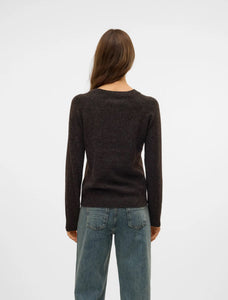 VEROMODA - DOFFY LS O-NECK BLOUSE - CHOCOLATE TORTE