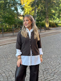 JDY - RUE LIFE 2/4 PEARL CARDIGAN - BRACKEN/MELANGE