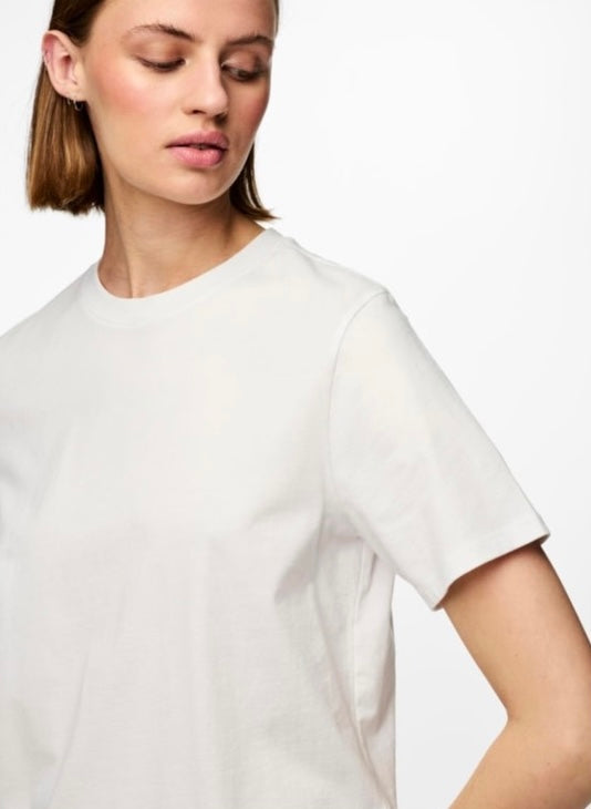 PIECES - RIA SS SOLID TEE - BRIGHT WHITE