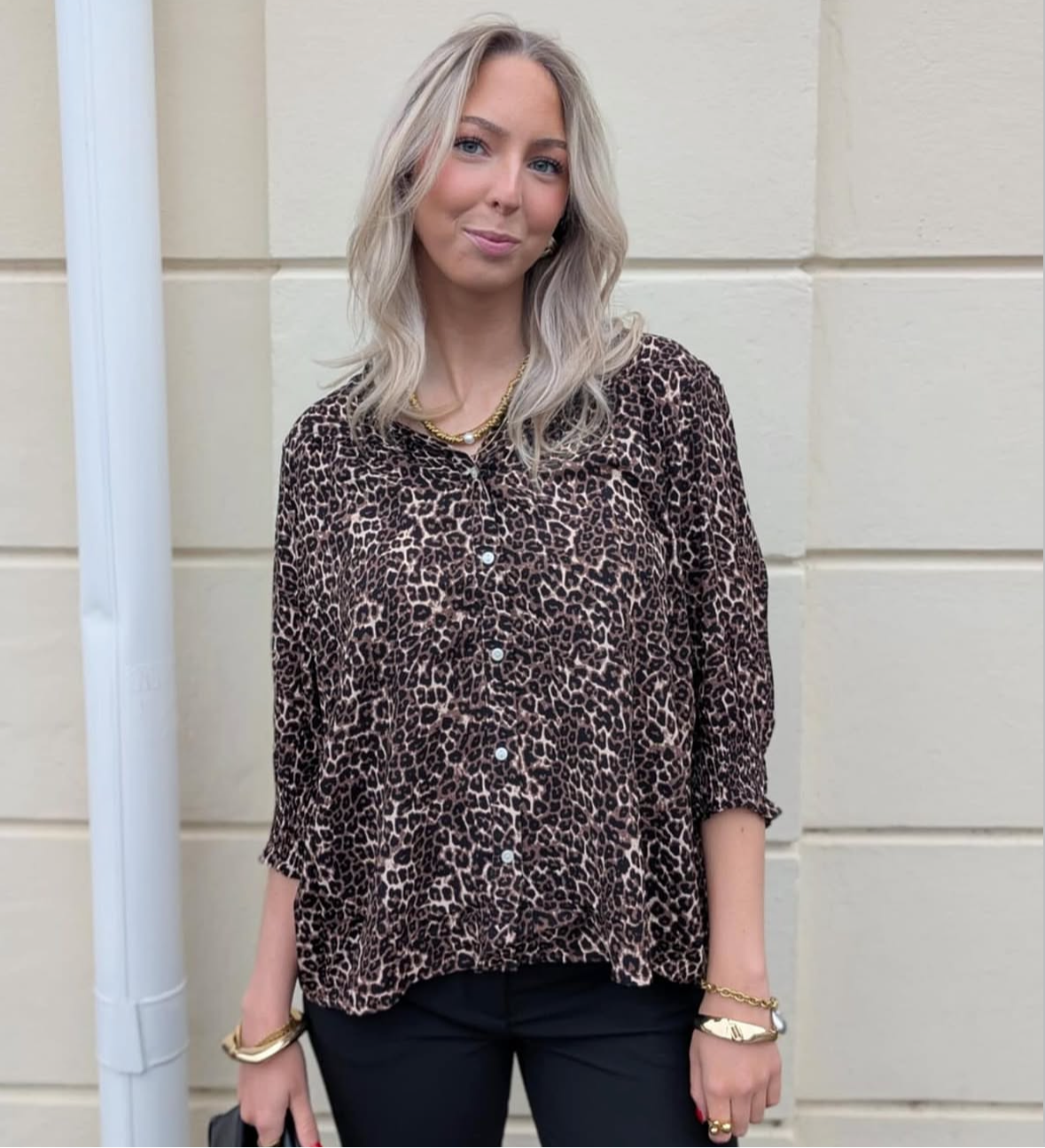 ONLY - RAYA 3/4 SHIRT - SILVER MINK/ANIMAL