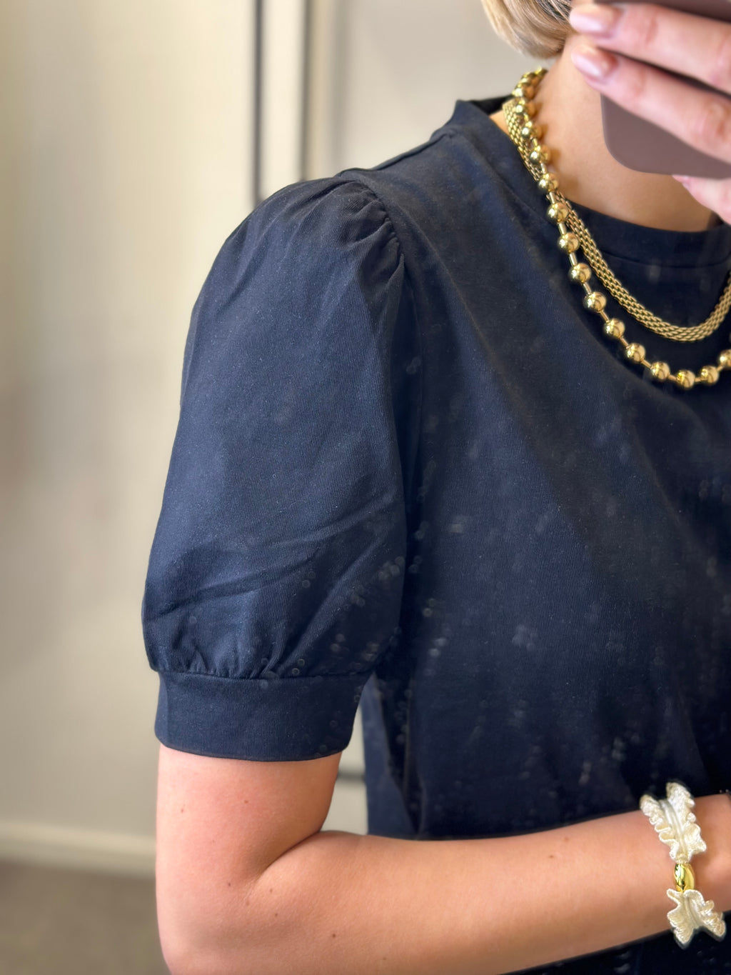 AWARE - KERRY 2/4 O-NECK TOP - BLACK