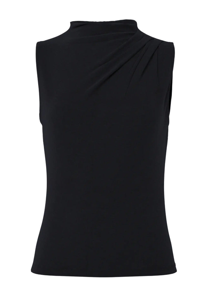 PIECES - MADISON SL DRAPED TOP - BLACK