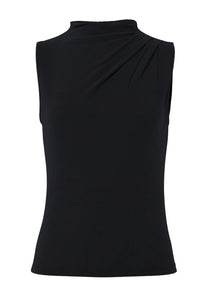 PIECES - MADISON SL DRAPED TOP - BLACK