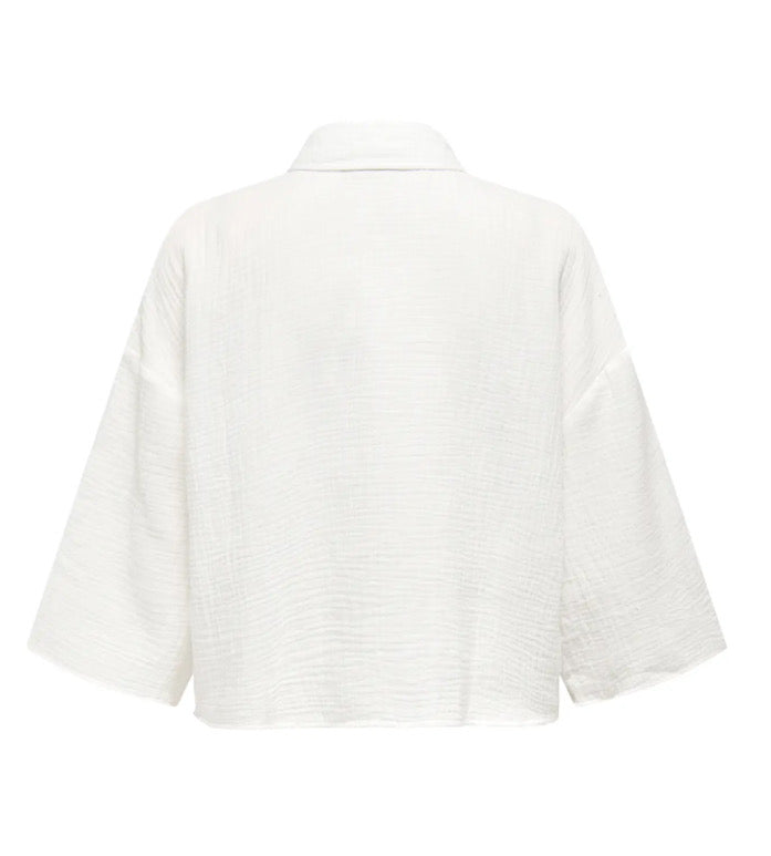JDY - THEIS LIFE 3/4 CROP SHIRT - CLOUD DANCER