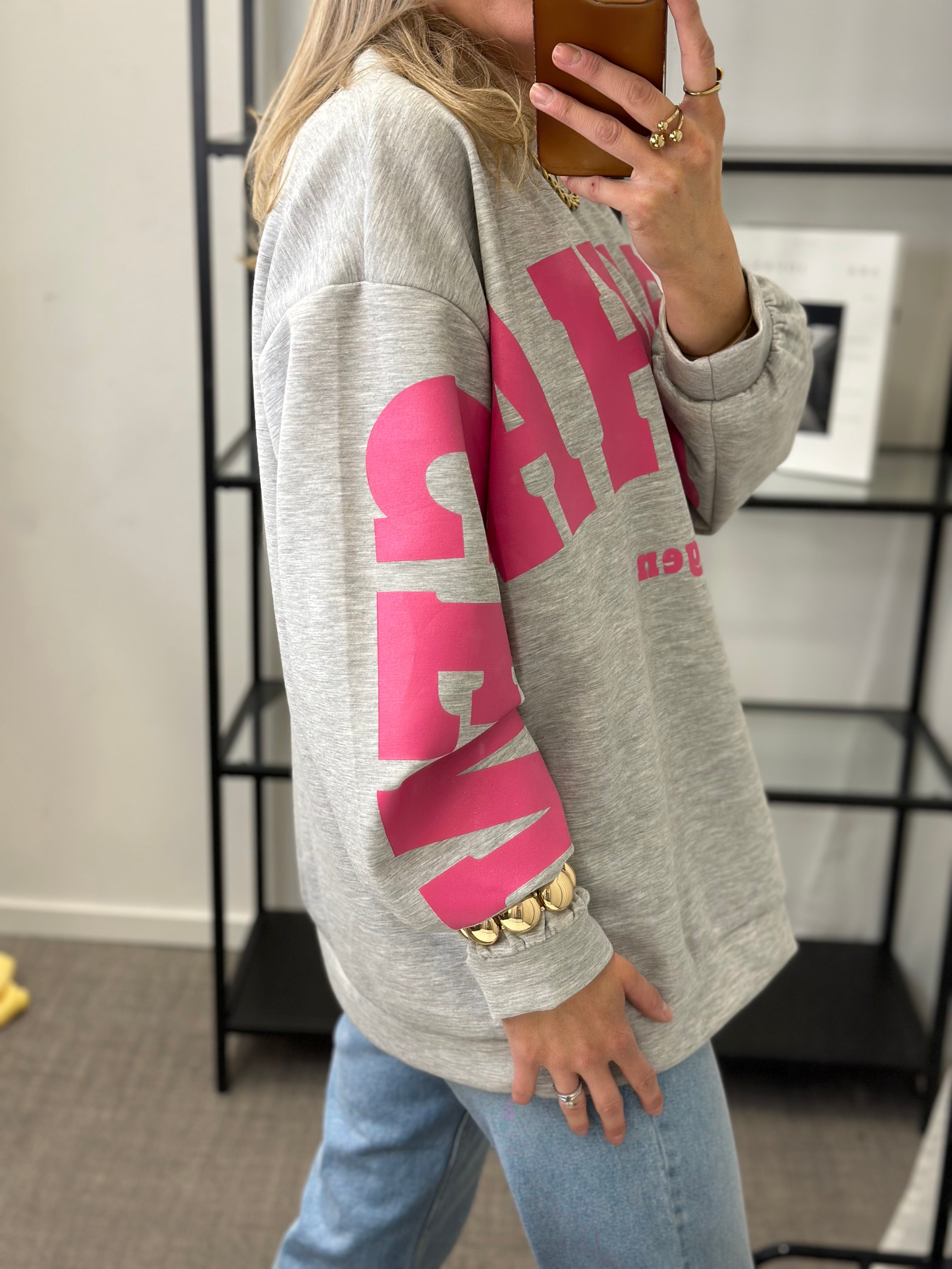 MARTA - HIBISCUS SWEATSHIRT 22659 GREY/PINK