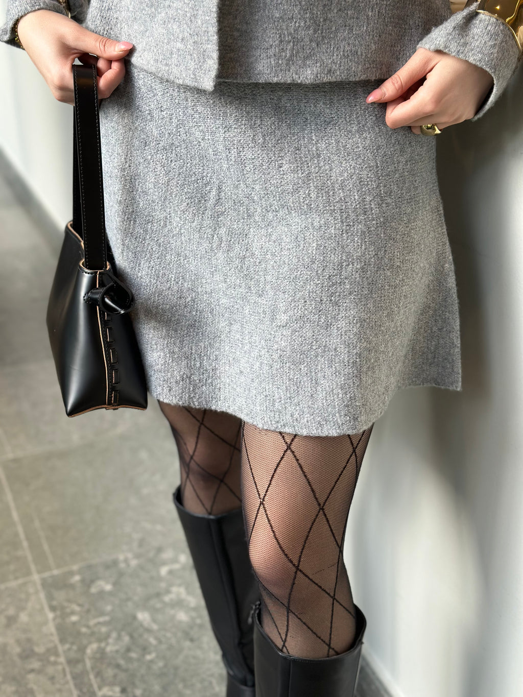 PIECES - RABINE TIGHTS - BLACK/CHECK