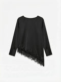 VEROMODA - JULIANNE LS LACE TOP - BLACK/BLACK LACE