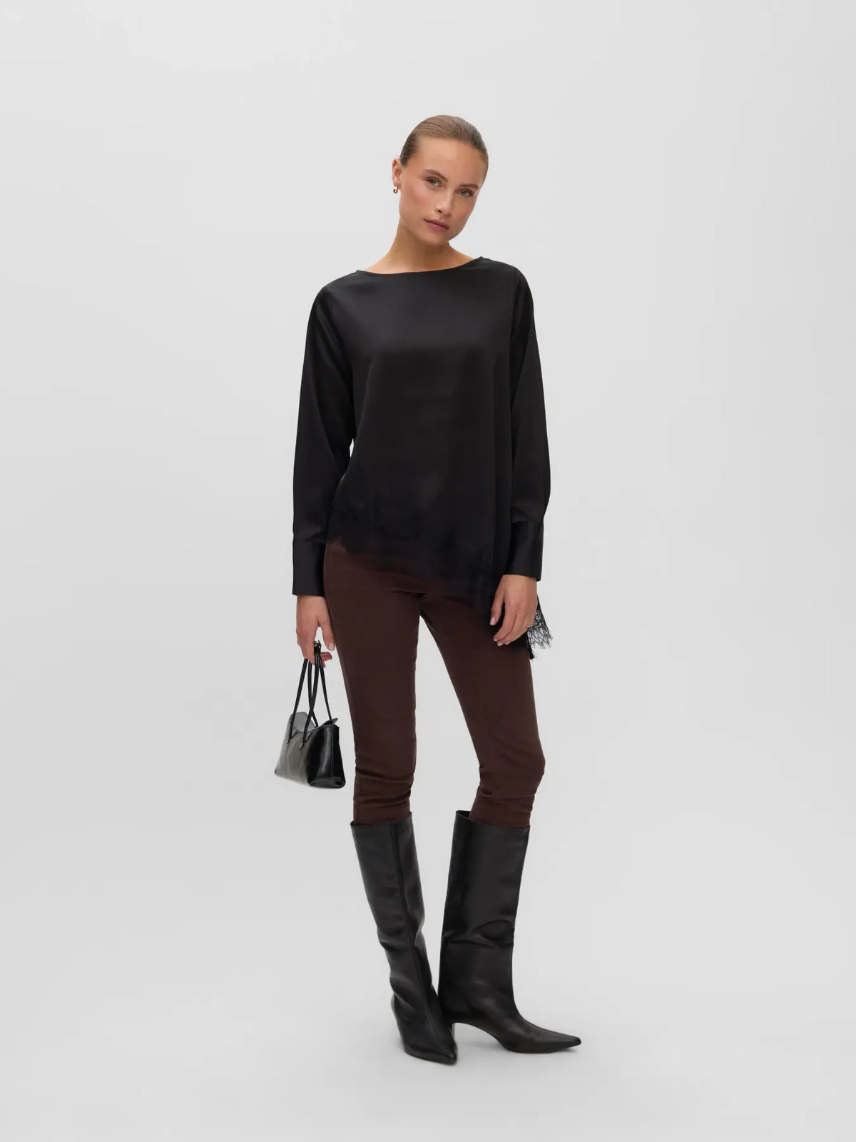 VEROMODA - JULIANNE LS LACE TOP - BLACK/BLACK LACE