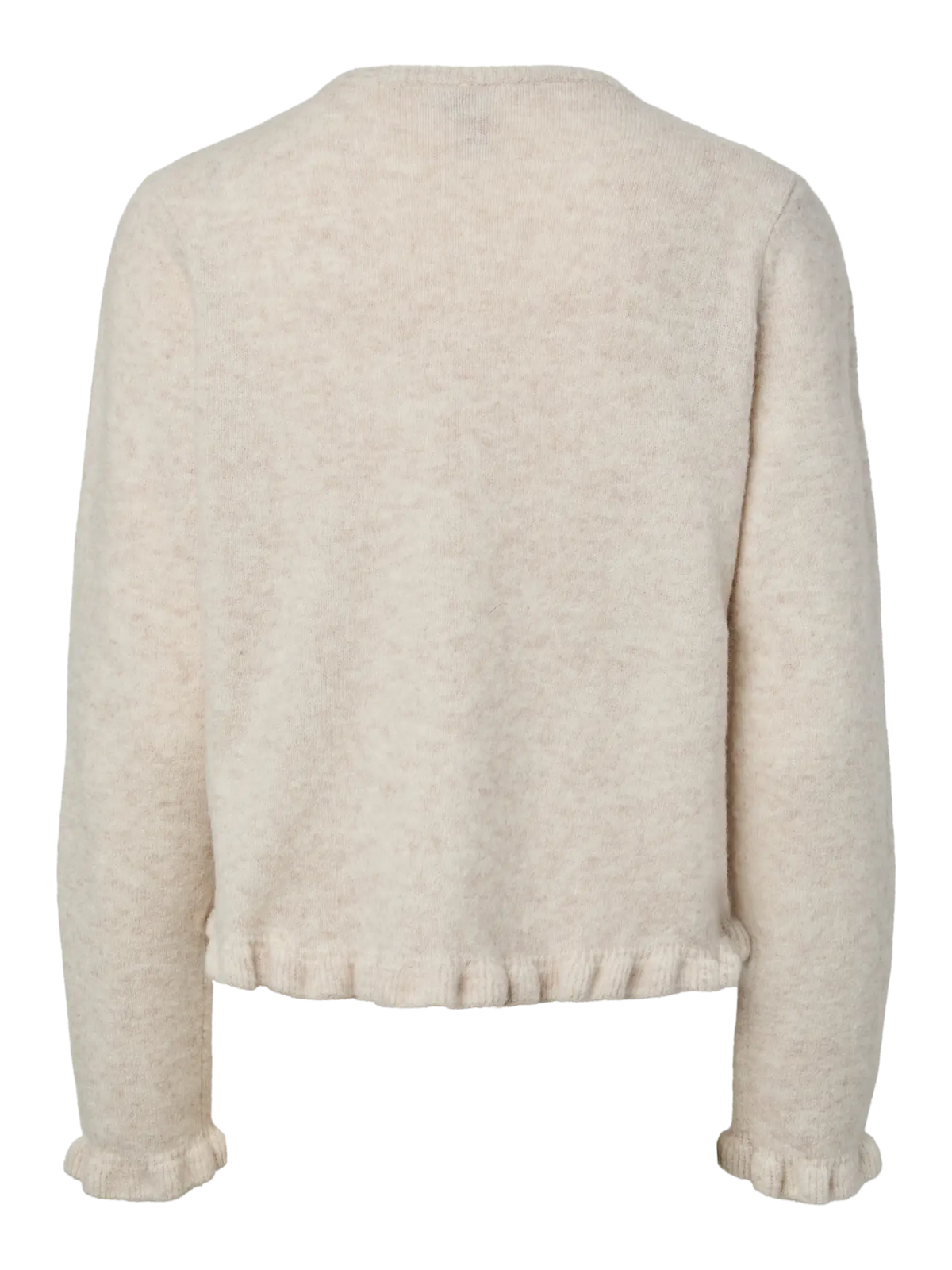 PIECES - AMOS LS O-NECK KNIT CARDIGAN - BIRCH/MELANGE