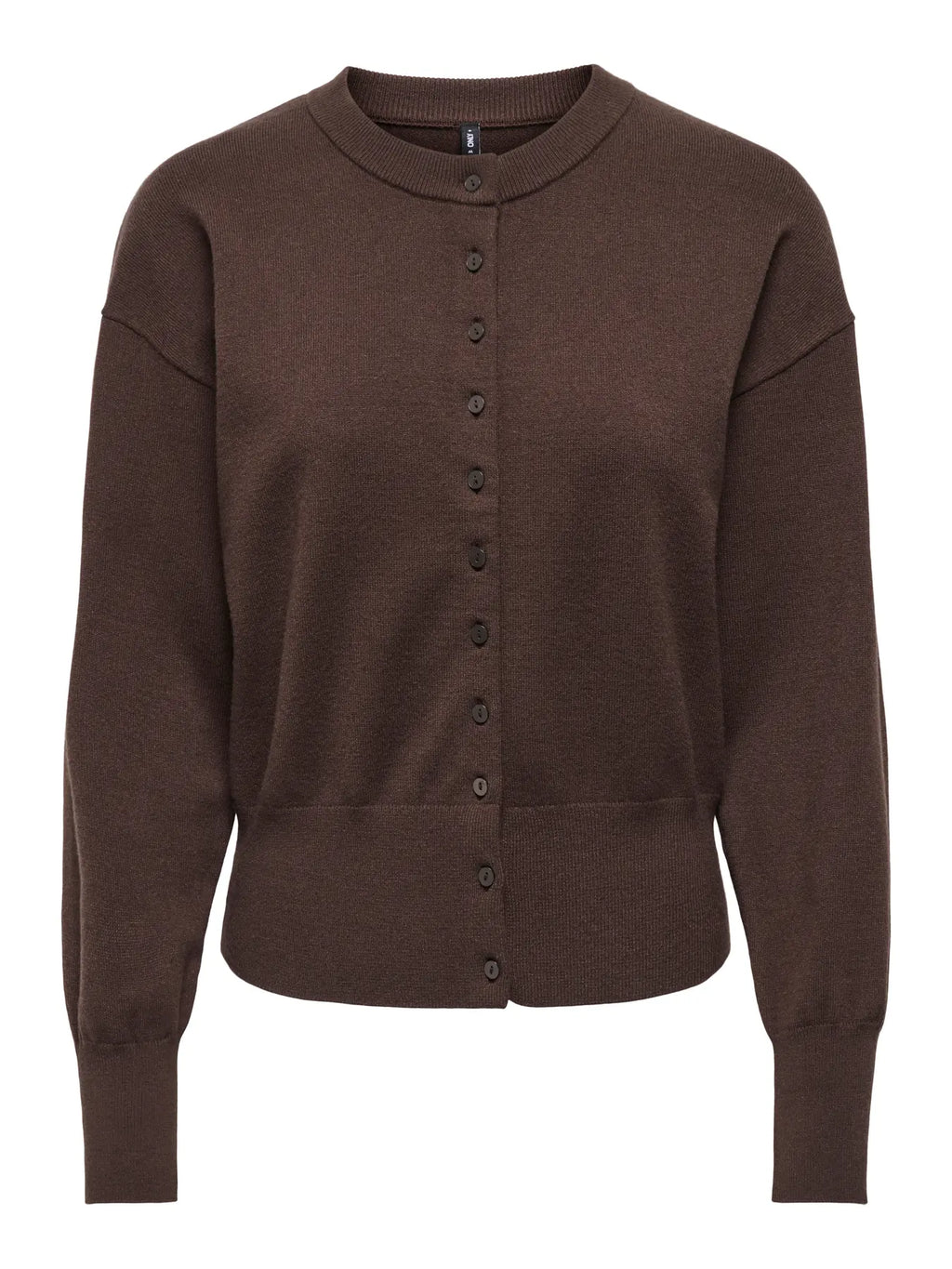 ONLY - MIO LS O-NECK BUTTON CARDIGAN - SEAL BROWN