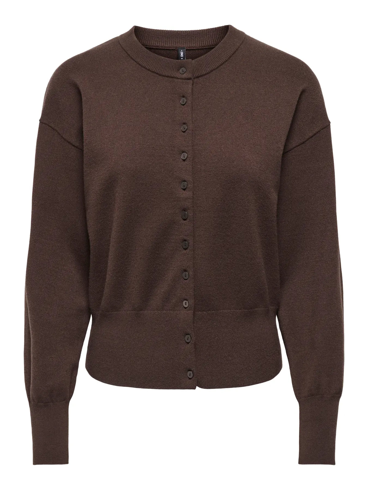 ONLY - MIO LS O-NECK BUTTON CARDIGAN - SEAL BROWN