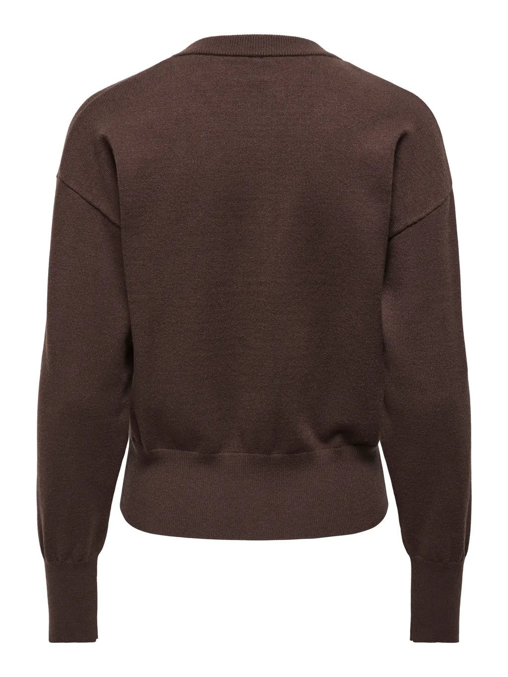 ONLY - MIO LS O-NECK BUTTON CARDIGAN - SEAL BROWN