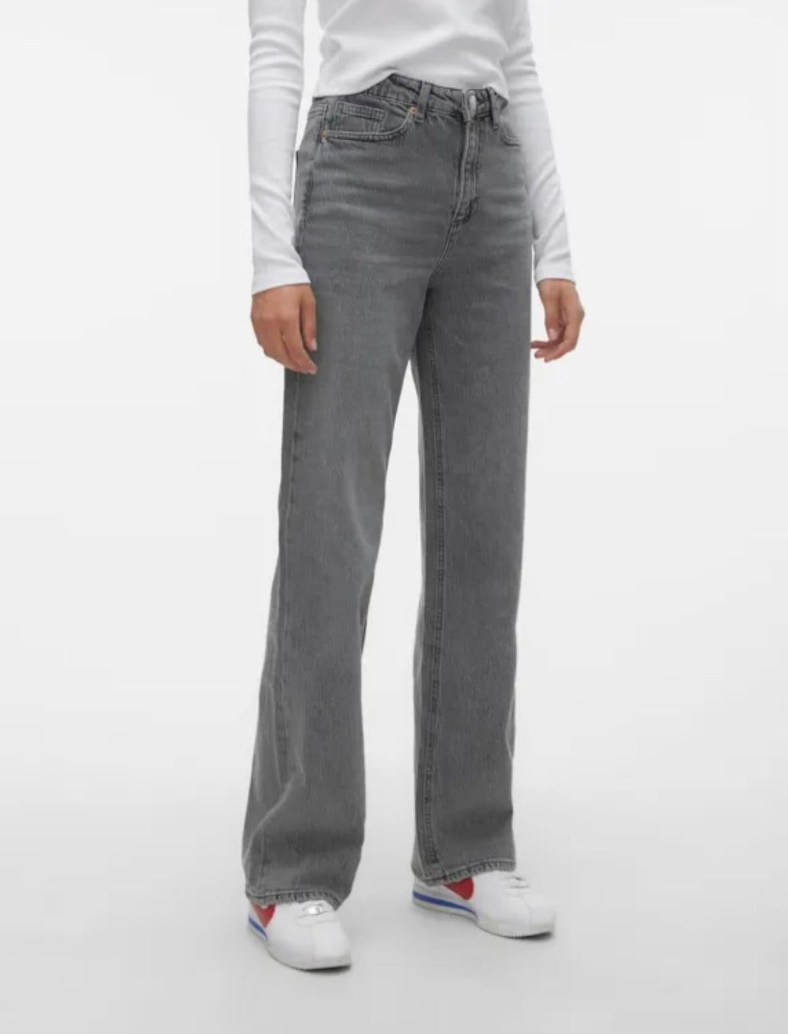 VERO MODA - TESSA HR WIDE JEANS - MEDIUM GREY DENIM