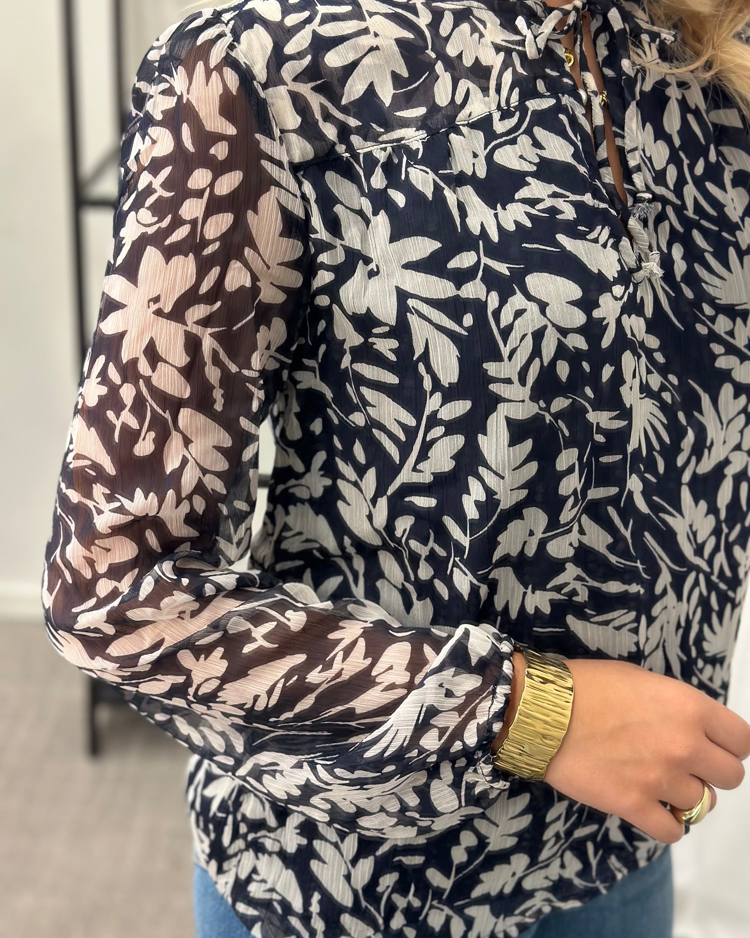 ONLY - DITSY L/S BLOUSE - NIGHT SKY/HEMA FLOWER