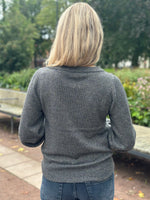 Ladda upp bild till gallerivisning, JDY - RUE GLITTER L/S BOAT PULLOVER - DARK GREY MELANGE/LUREX
