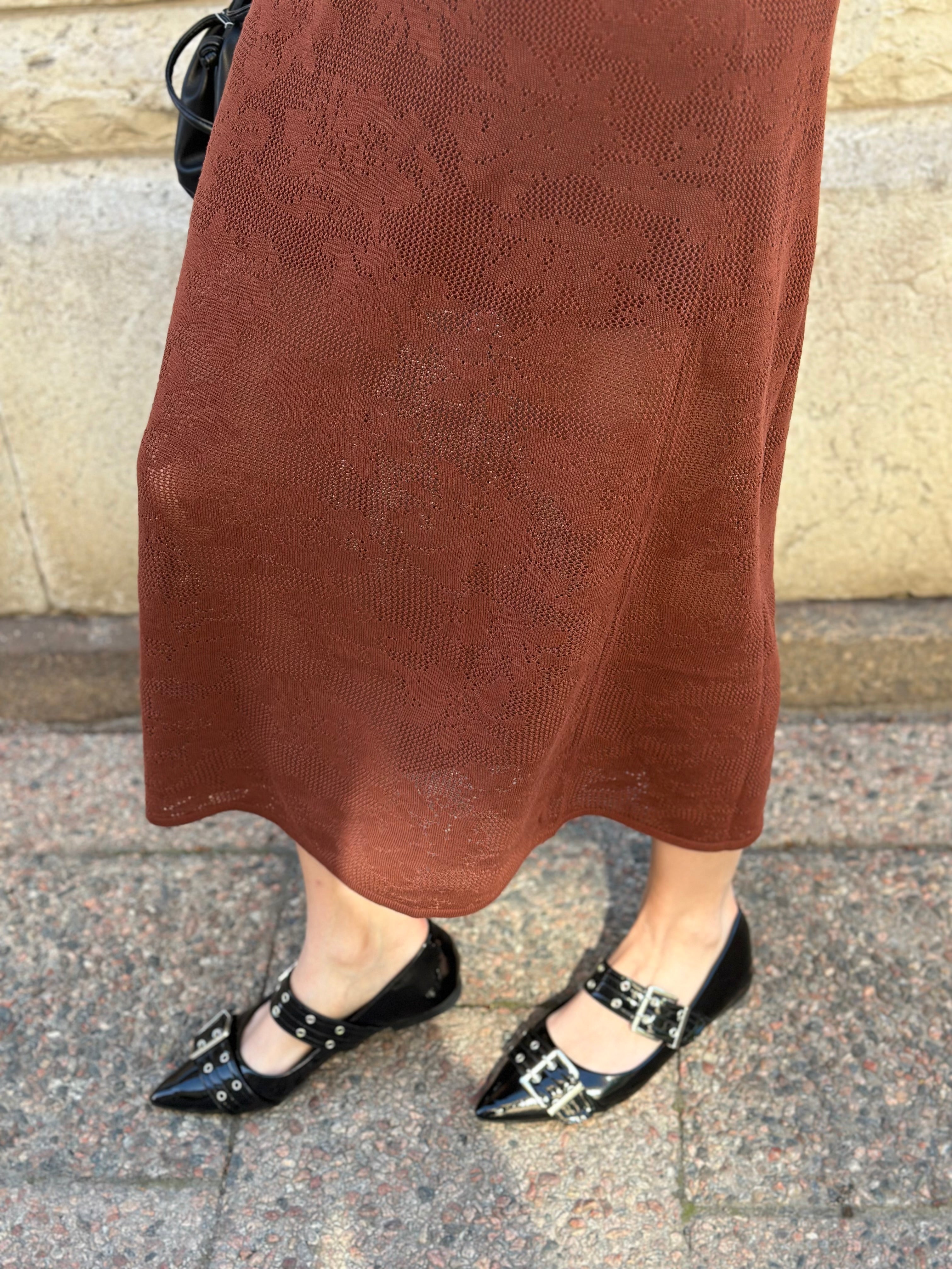 SELECTED FEMME - TOLEDO SL KNIT DRESS - CHERRY MAHOGANY