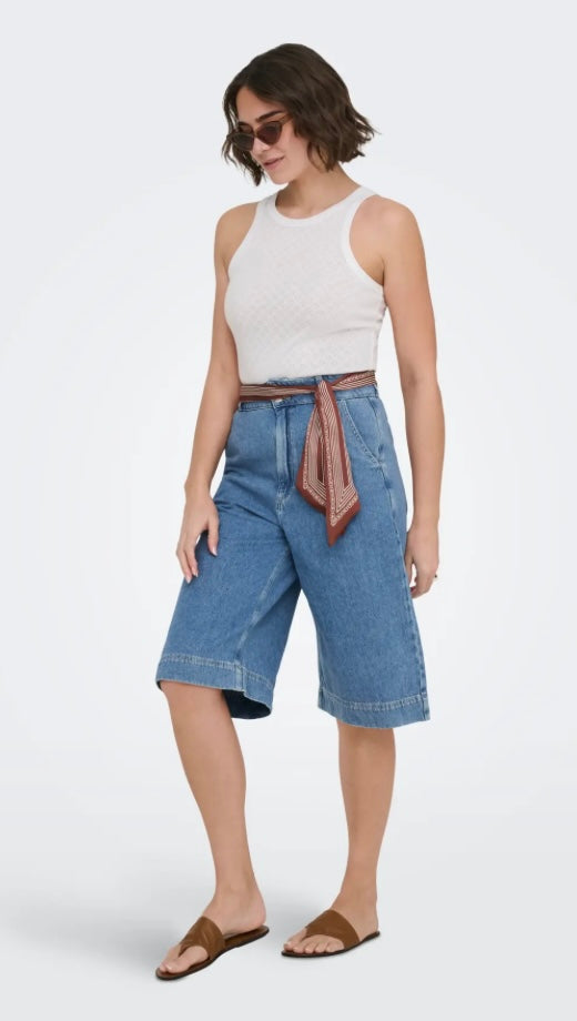 ONLY - DAVINA MW LONG SHORTS - MEDIUM BLUE DENIM
