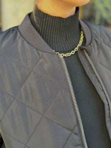 ONLY - JESSICA QUILTED COAT ZIP - BLACK