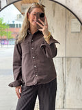 PIECES - SILKE LS SHIRT - HOT FUDGE