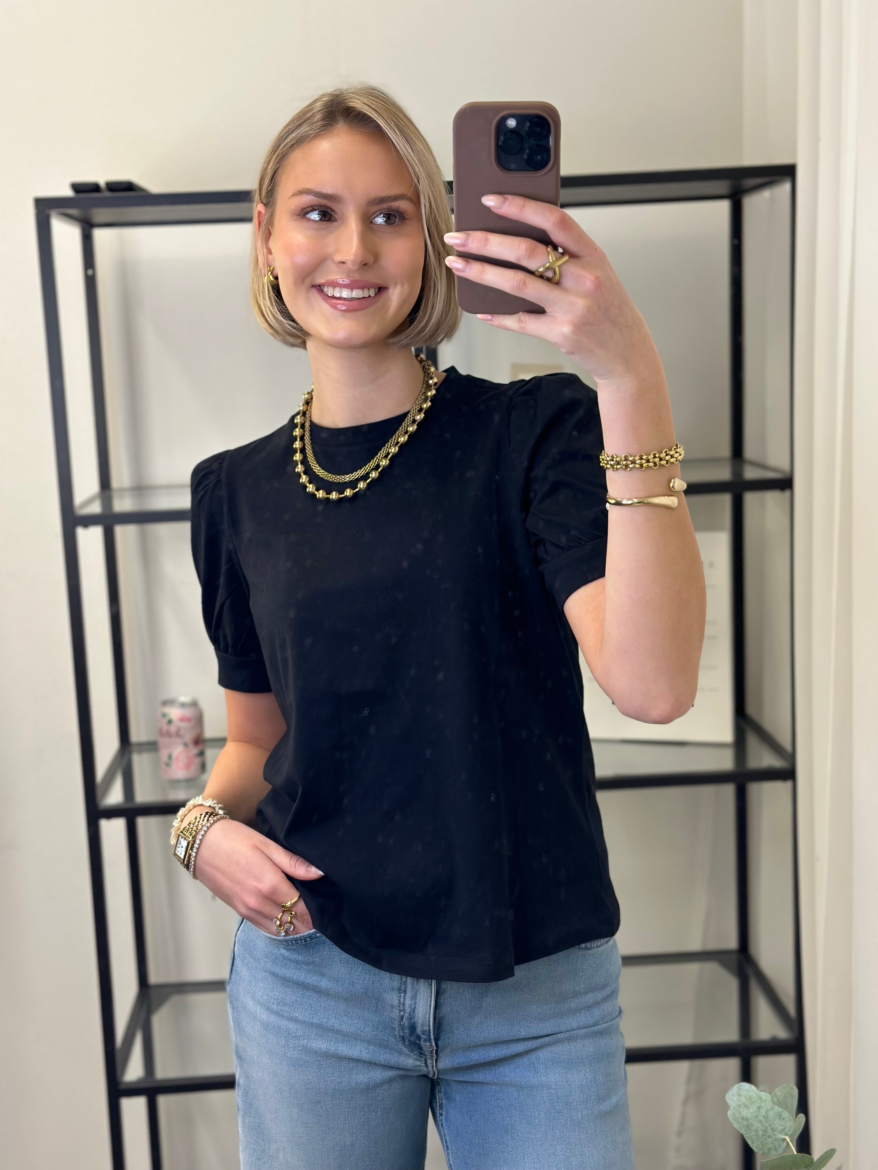 AWARE - KERRY 2/4 O-NECK TOP - BLACK