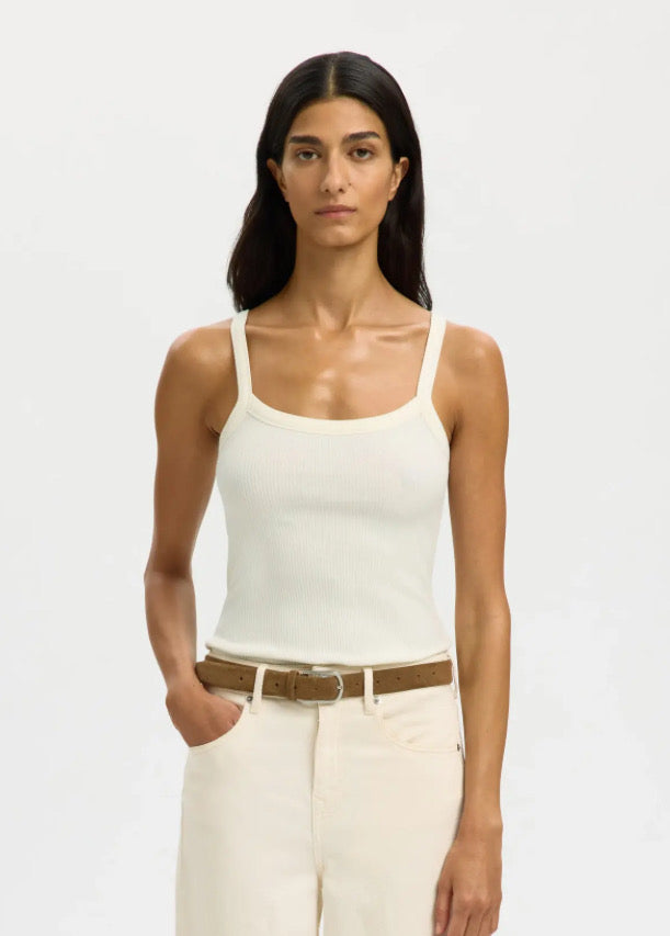 SELECTED FEMME - CELICA ANNA STRAP TANK TOP - WHITE