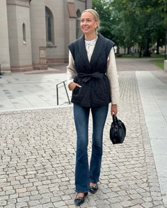 PIECES - JULIA VEST W.BELT - BLACK