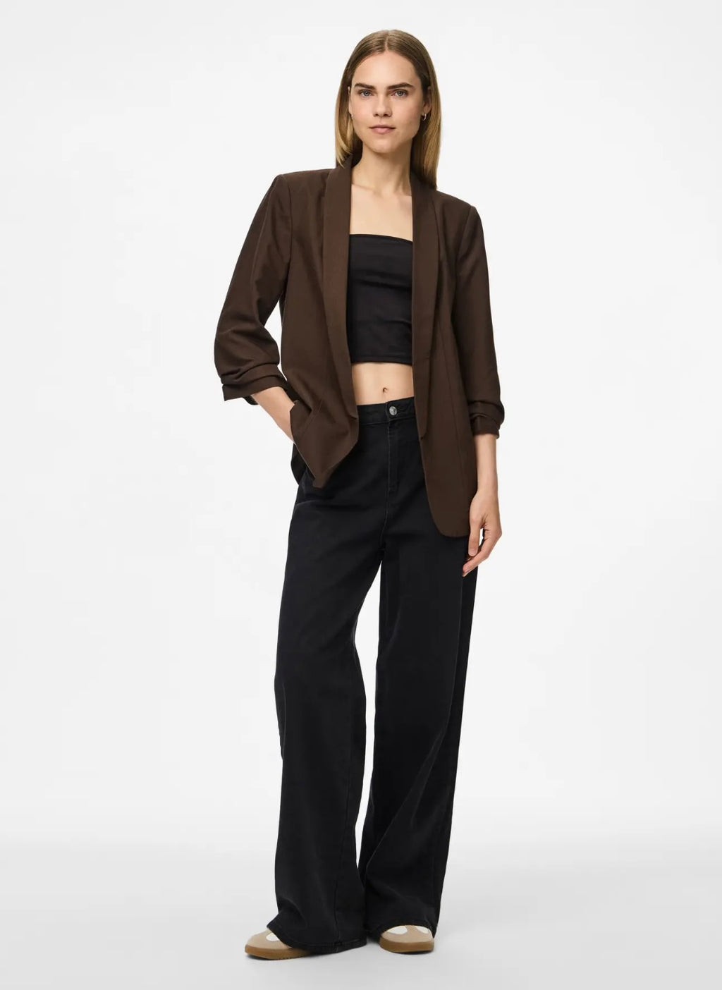 PIECES - BOSELLA 3/4 BLAZER - HOT FUDGE