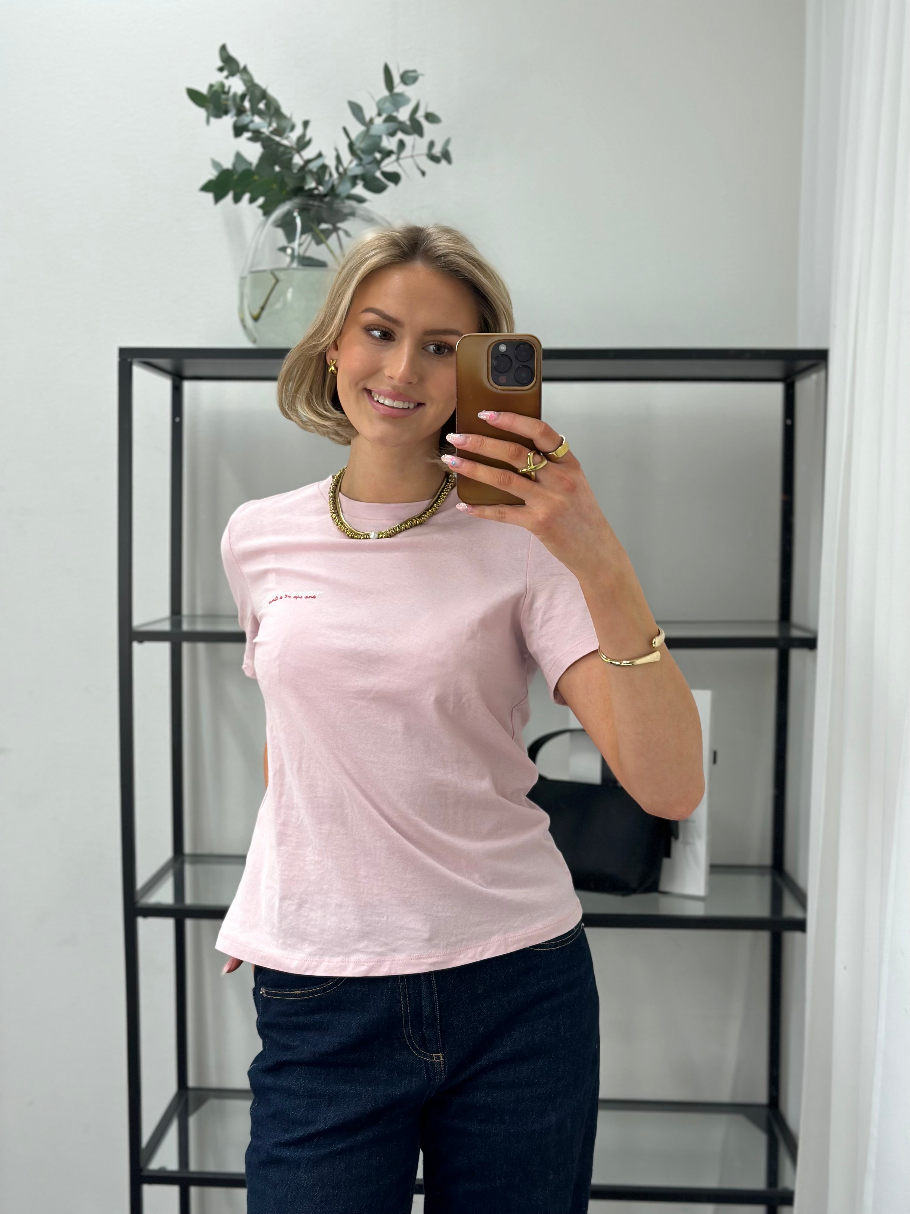 PIECES - BUDDY SS PRINTED T-SHIRT - ROSEATE SPOONBI