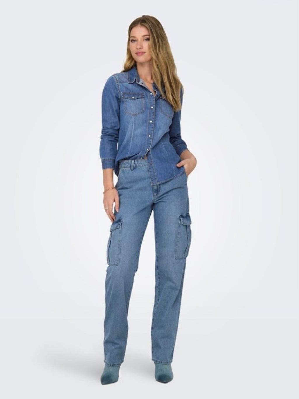 ONLY - ALEXA L/S DNM SHIRT ANA - MEDIUM BLUE DENIM